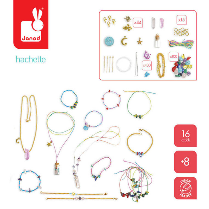 Zestaw kreatywny do tworzenia biżuterii z kamieniami przynoszącymi szczęście Janod J07938