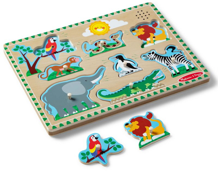 Drewniana układanka z dźwiękiem zwierząt ZOO Melissa & Doug 10727