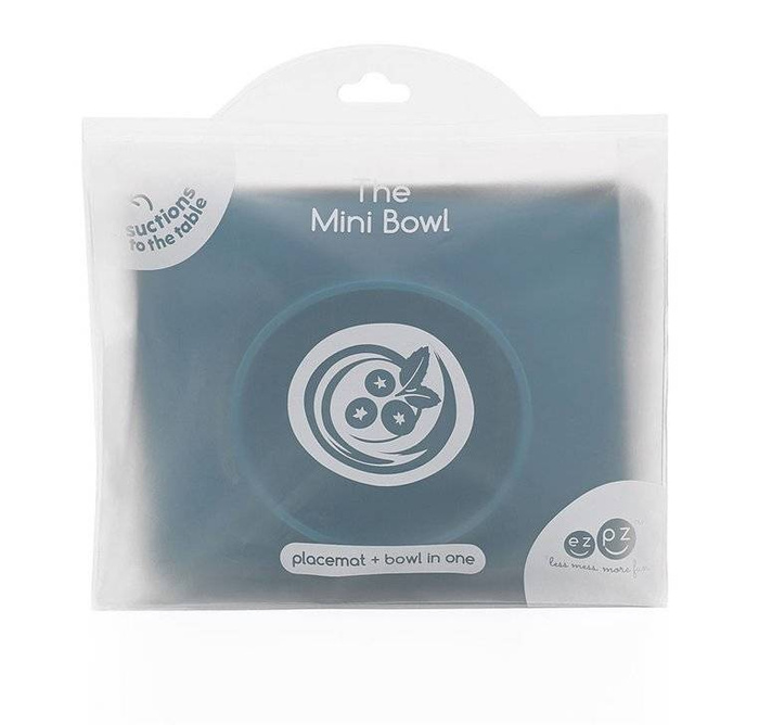 Silikonowa miseczka z podkładką 2w1 Mini Bowl niebieska EUMBB003-EZPZ, naczynia dla dzieci