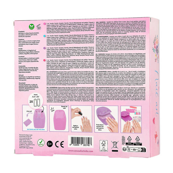 Lakiery i akcesoria do paznokci dla dzieci zestaw z suszarką 10 el. Souza! 107140