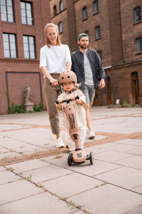 SCOOTANDRIDE Highwaykick 1 Push and Go 2w1 Jeździk i hulajnoga z rączką do prowadzenia 1-5 lat Mocha