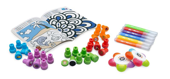 Pieczątki dla dzieci Zestaw artystyczny z książeczką aktywności Buki FK012