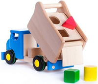 Wywrotka - drewniany samochód z klockami do sortowania, 42110-Bajo, zabawki edukacyjne