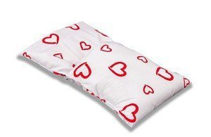 Serduszkowa pościel do wózka z drewna dla lalki