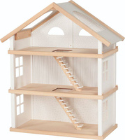 Drewniany trzypoziomowy domek dla lalek White 51491-Goki, odgrywanie ról