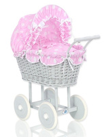 Wiklinowy wózek Szarość z różem 61699736-My Sweet Baby, zabawki dla dziewczynek