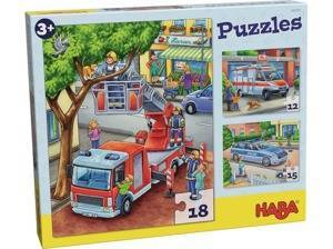 Puzzle dla dzieci Służby Mundurowe 3w1 HB302759-Haba, puzzle tekturowe