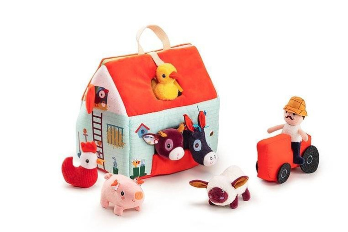 Rozkładany domek manipulacyjny Farma z 6 zwierzątkami rolnikiem i traktorem 86791 LILLIPUTIENS
