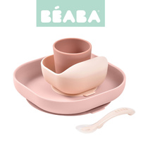 Beaba Komplet naczyń z silikonu pink 913429- Beaba, naczynia dla niemowląt