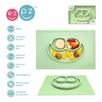 EZPZ Silikonowy talerzyk z podkładką 2w1 Happy Mat pastelowa zieleń EUHMS001- EZPZ, naczynia dla dzieci
