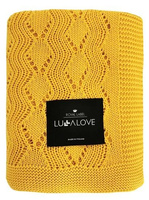 Kocyk ażurowy zygzak miodowa musztarda LL7309-Lullalove, kocyki dla dzieci