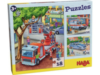 Puzzle dla dzieci Służby Mundurowe 3w1 HB302759-Haba, puzzle tekturowe