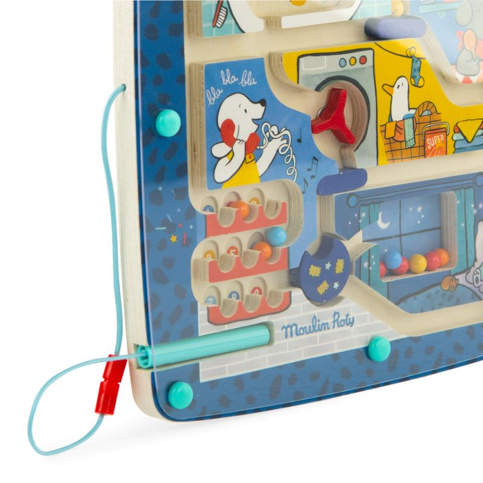 Labirynt magnetyczny dla dzieci Zwierzątka w domu PUCE&PILOU Moulin Roty 684084 gry zręcznościowe
