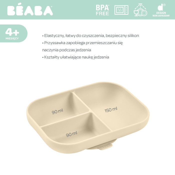 Silikonowy trójdzielny talerz z przyssawką Clay Beaba 913614