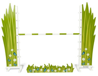 Zestaw dla Hobby Horse Koń na kiju beżowy z otwartą buzią i przeszkoda łąka Astrup