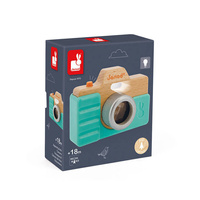 Drewniany aparat fotograficzny z dźwiękiem i lampą błyskową 18 m+ J05381-Janod, zabawka dla najmłodszych