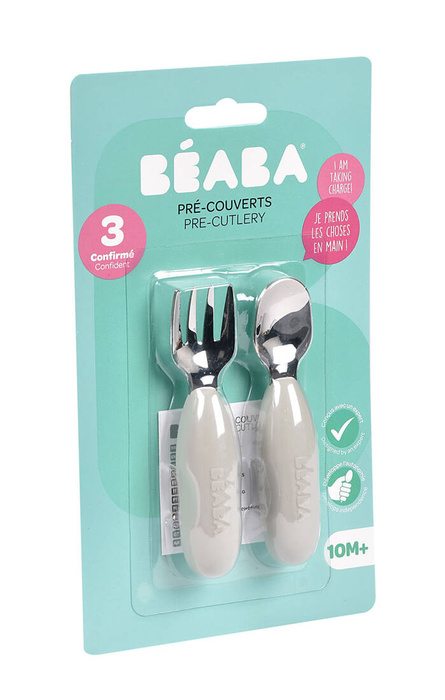 Zestaw pierwszych sztućców ze stali nierdzewnej Velvet grey Beaba 913581