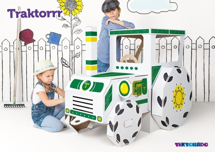 Tekturowy traktor do samodzielnego złożenia, 0044-Tektorado, zabawki dla chłopców