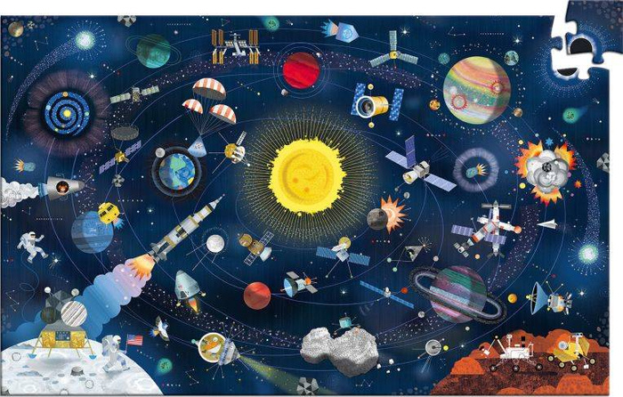 Tekturowe puzzle Kosmos z książeczką 200 el DJ07413-Djeco, układanki i puzzle dla dzieci