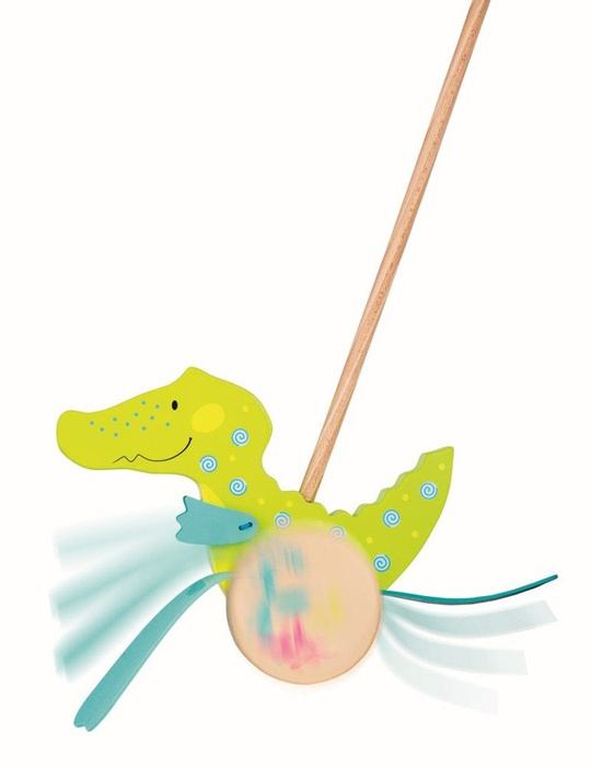 Zabawka do pchania, zielony krokodyl kłapiący stopami, 54911-goki susibelle