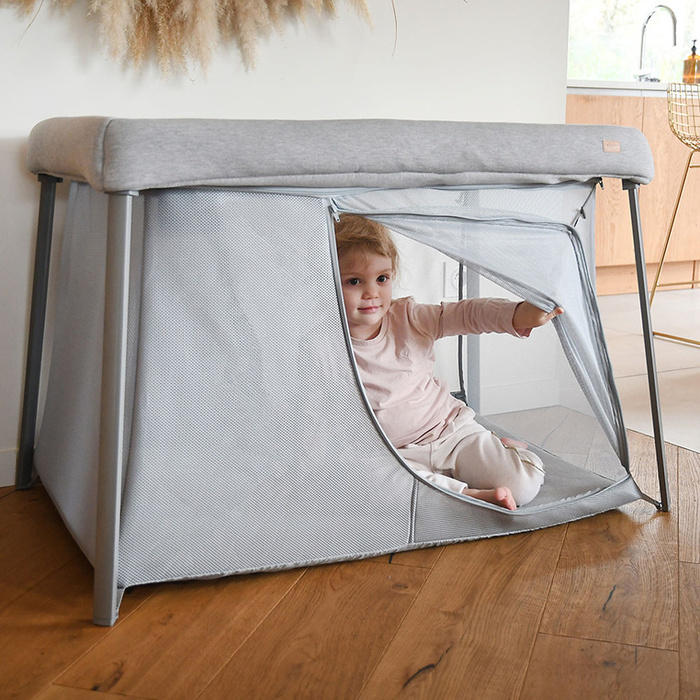 Łóżeczko turystyczne dwupoziomowe z funkcją kojca 3w1 Eazy sleep Heather grey Pebble Beaba 946004