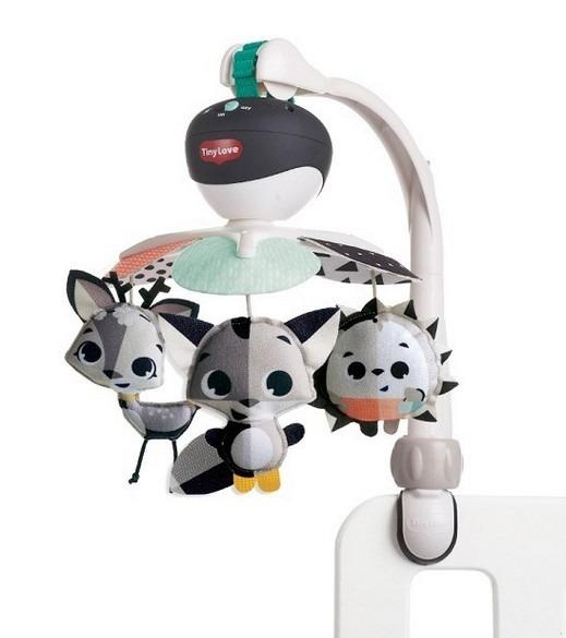 Czarno-biała Karuzela z kojącą muzyką i zabawkami dla niemowląt Tiny Love TL1305906830 Magiczna Kraina 3w1