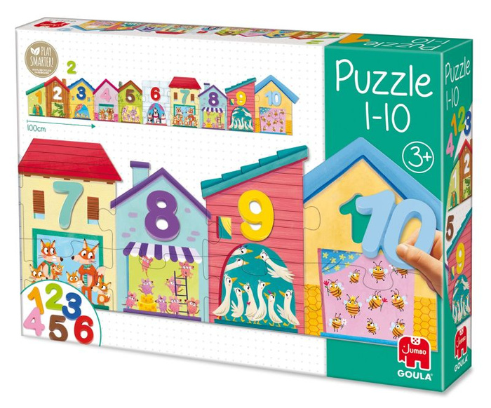 Puzzle dla dzieci domki i cyferki 1-10 Goula 55260 Nauka przez zabawę
