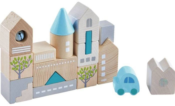 Bloczki konstrukcyjne 18 el. Bad Rodach HB305531-Haba, klocki drewniane dla dzieci