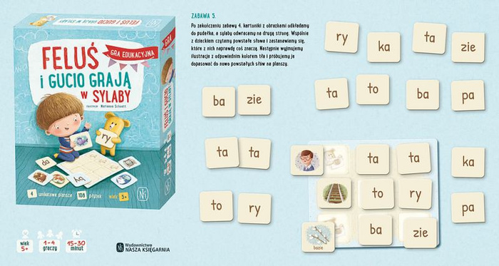 Feluś i Gucio grają w sylaby Nasza Księgarnia gry edukacyjne dla dzieci