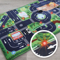 Mata animacyjna Droga 72 x 120 cm i 3 samochodziki Sygnalizacja świetlna Buki 5702 maty edukacyjne
