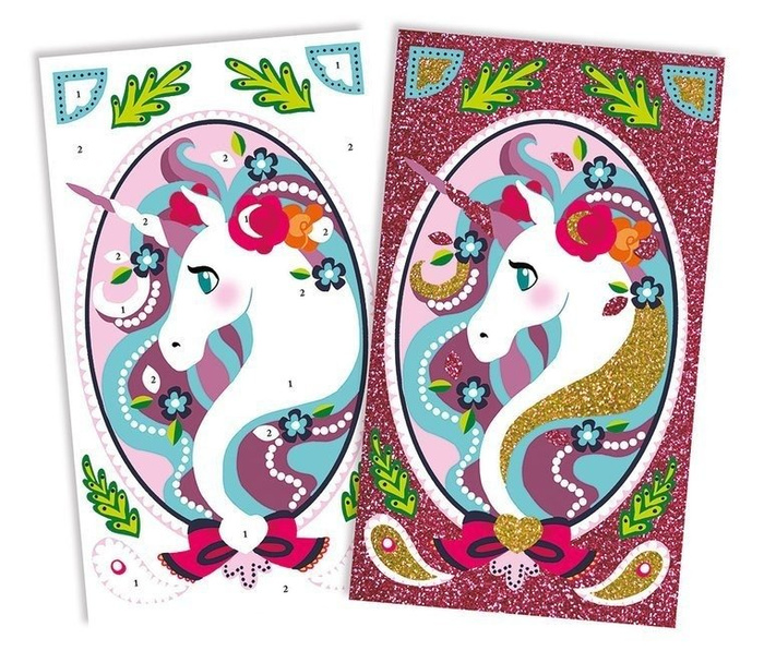 Zestaw kreatywny Magiczny brokat Jednorożce 7+, Janod J07883