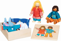 Laleczki drewniane z ubrankami na zmianę Goki 51482