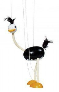 Drewniana marionetka struś, goki