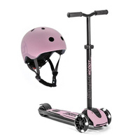 Zestaw SCOOTANDRIDE Kask + Highwaykick 5 LED Hulajnoga trójkołowa balansowa ze świecącymi kółkami 5+ Rose