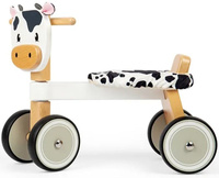 Drewniany rowerek jeździk dla dzieci 4-kołowy Łaciata Krówka Bigjigs 36057