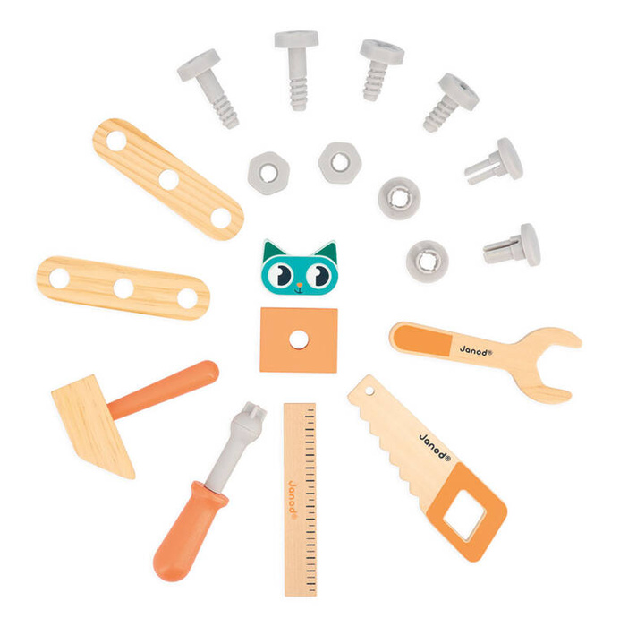 Drewniana ciężarówka z narzędziami do samodzielnego złożenia Brico Kids Janod J06451