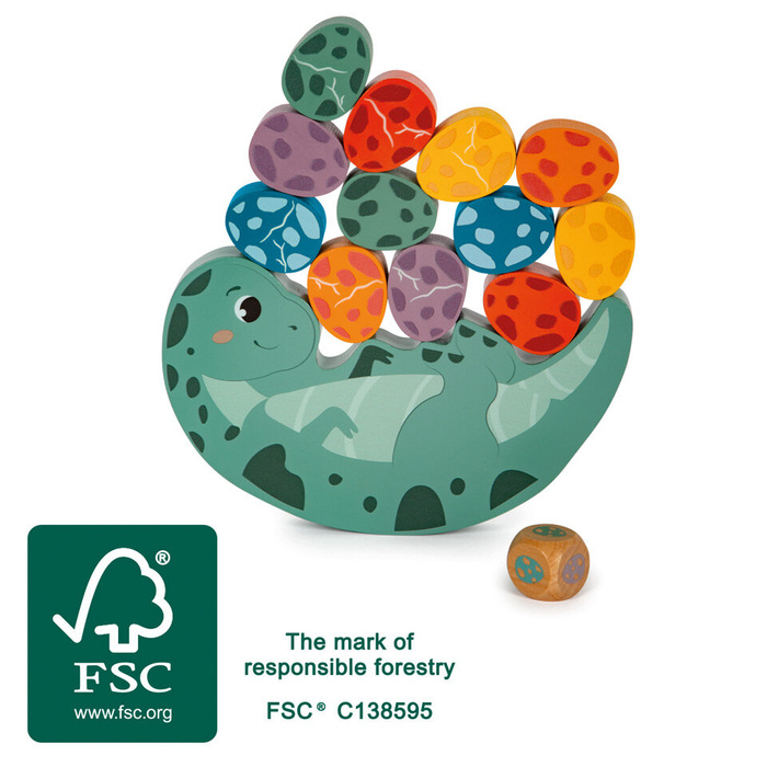 Gra zręcznościowa Balansujący Dino Small Foot 12620 zabawka z klockami drewnianymi