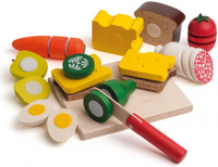 Drewniany Zestaw edukacyjny Erzi 42480 do krojenia i przygotowywania posiłków 27 elementów