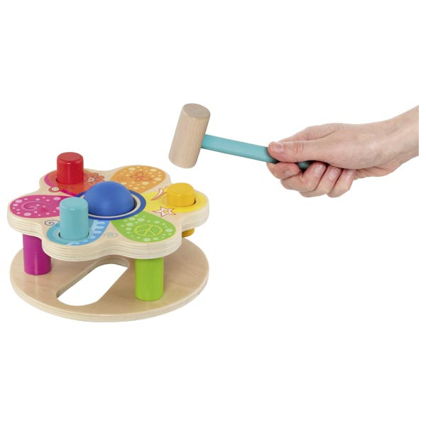 Przebijanka drewniana z młotkiem i sorter kolorów Flower Power Hammer bench Goki 58310