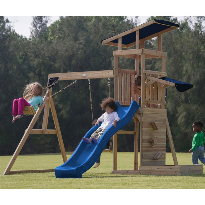 Wielofunkcyjny drewniany Plac Zabaw Malik AXI A030.502.00 Huśtawki Zjeżdżalnia Wieża Piaskownica do zabawy dla dzieci
