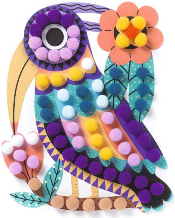 Zestaw kreatywny obrazki z pomponów Ptaszki Djeco DJ00070