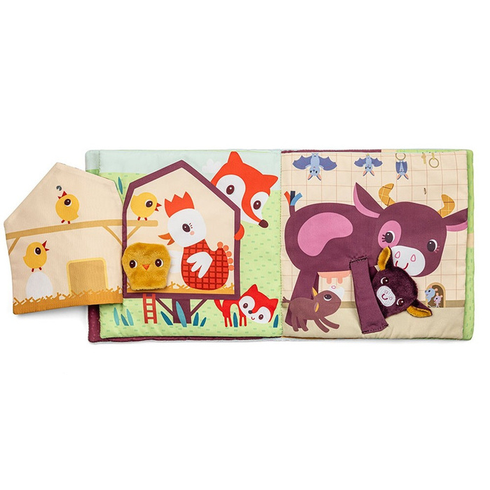 Książeczka aktywizująca Młode zwierzątka Lilliputiens 83856 z mini-pacynkami Farma dla niemowląt