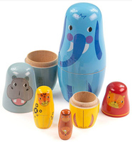 Drewniane matrioszki figurki Zwierzęta z dżungli T0533-Tidlo, układanki dla dzieci