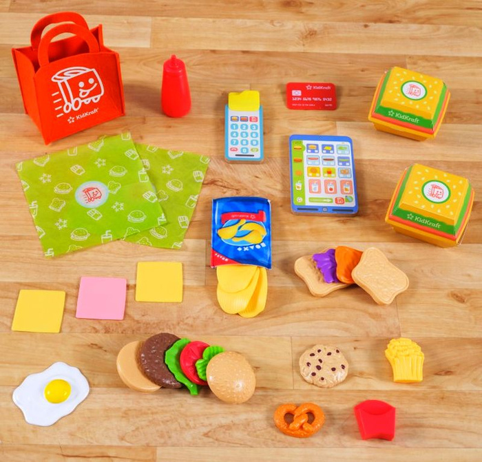 Drewniana restauracja 2w1 Stanowisko małego szefa kuchni KidKraft KK20256 z światłem i dźwiękiem