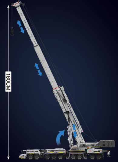 Klocki Mould King 17007 zdalnie sterowany Dźwig budowlany 8506 elementów Ultimate Liebherr LTM 11200