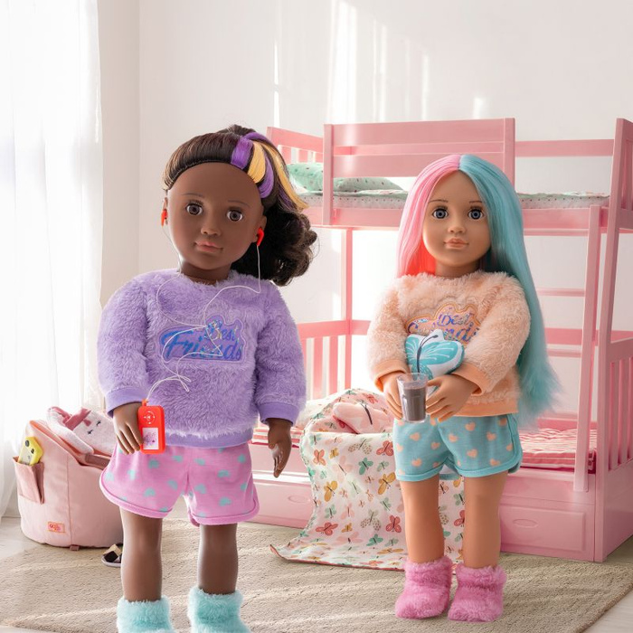 Łóżko piętrowe dla lalek Pościel z motylkami Dreams for Two Our Generation BD35378Z