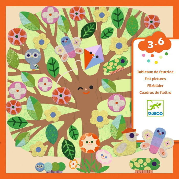 Zestaw artystyczny tworzenie kolorowych ilustracji z filcowych naklejek Drzewa Djeco DJ00089