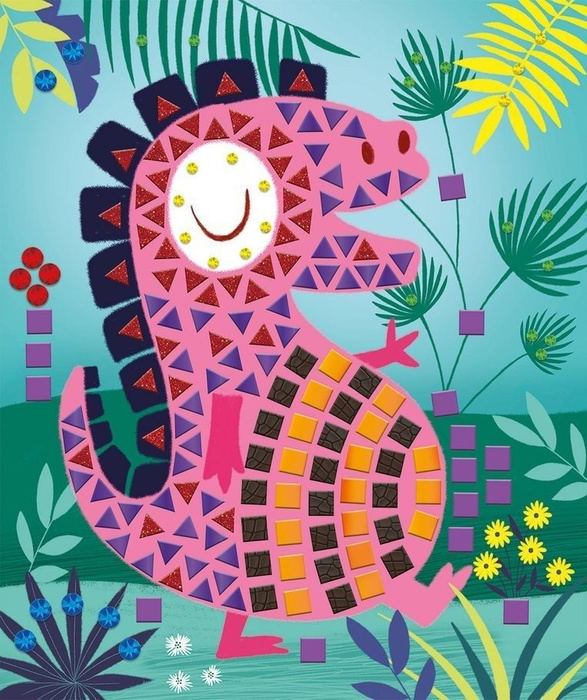 Zestaw kreatywny Mozaika Dinozaury 4+, Janod J07903