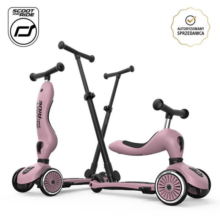 OUTLET SCOOTANDRIDE Highwaykick 1 Push and Go 2w1 Jeździk i hulajnoga z rączką do prowadzenia 1-5 lat Wildberry