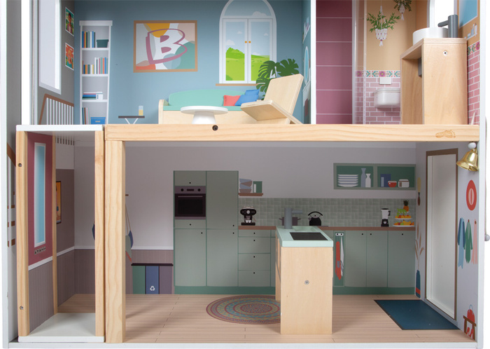 Domek dla lalek z wyposażeniem 3 piętrowa Dream Villa XL winda i balkon Small Foot 12730